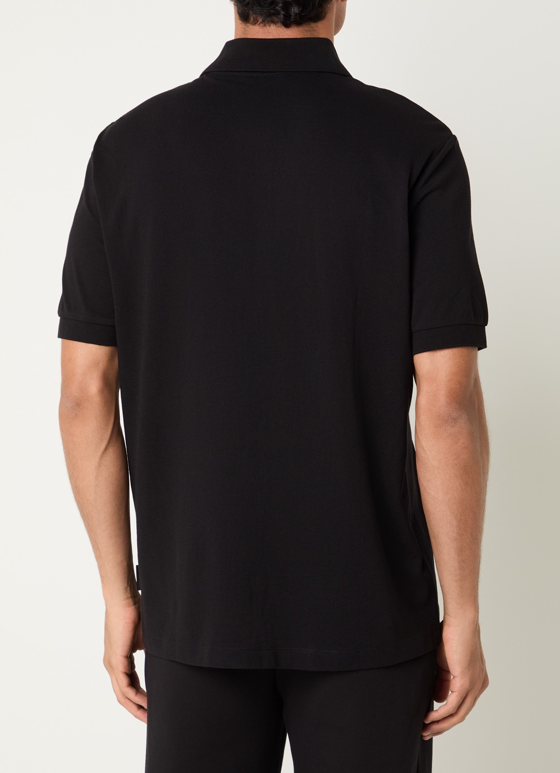 Armani Regular fit polo van piqué katoen met logoborduring - achterkant 4 zwart