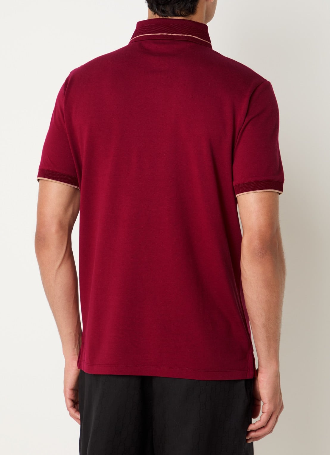 Armani Regular fit polo van piqué katoen met logoborduring - achterkant donkerrood