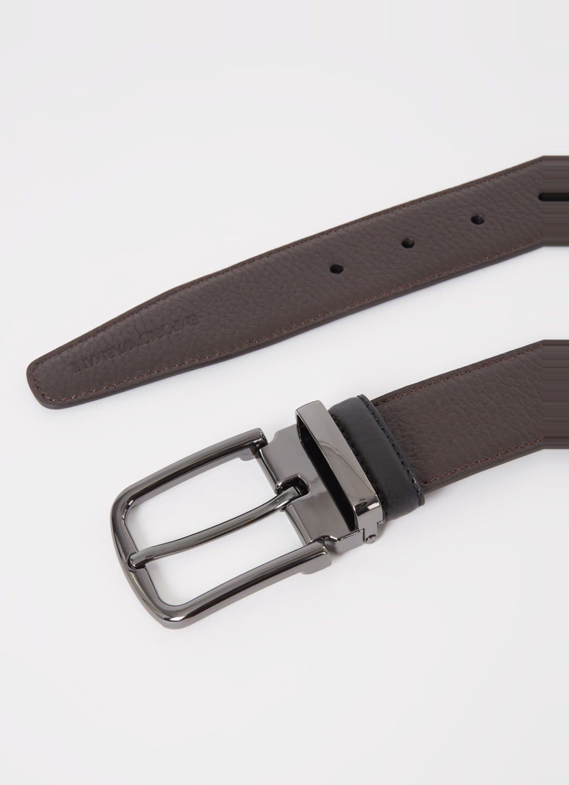 Armani Reversible riem van leer  - detail donkerbruin
