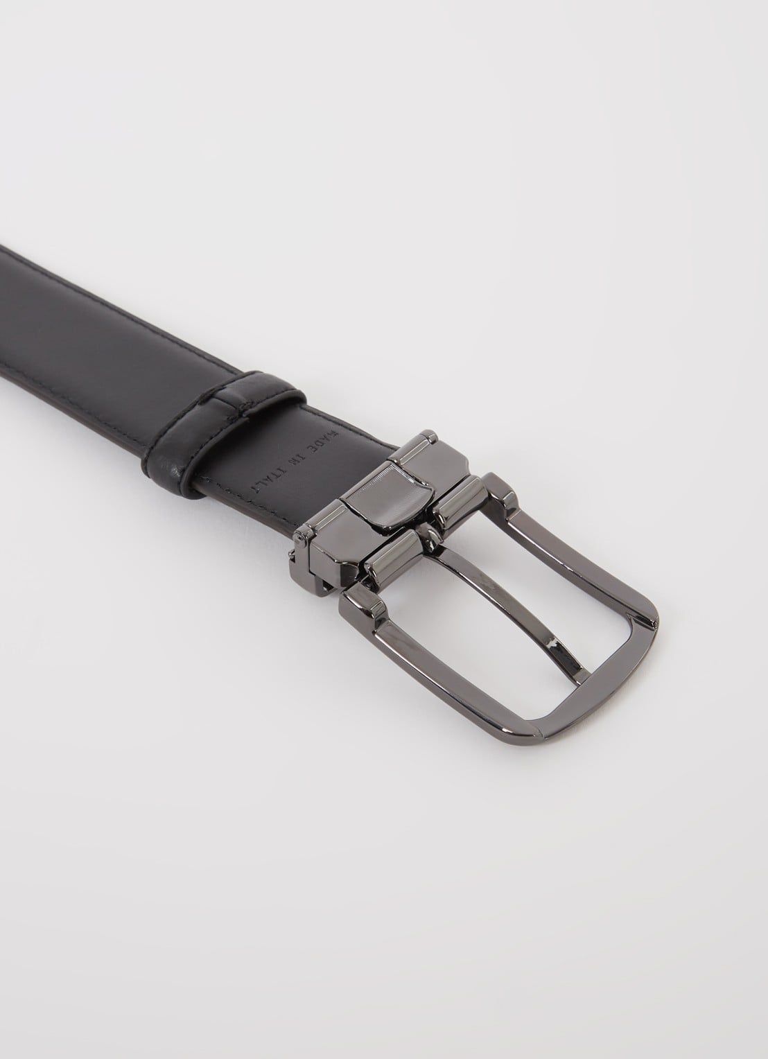 Armani Reversible riem van leer  - detail 2 donkerbruin