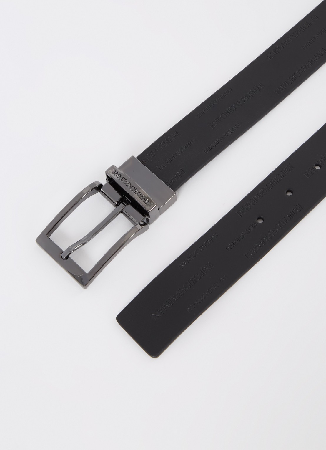 Armani Reversible riem van leer - detail 2 donkerbruin