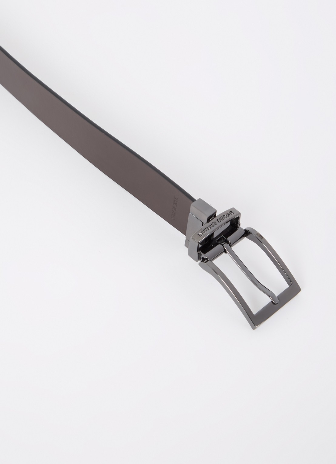 Armani Reversible riem van leer - detail 3 donkerbruin