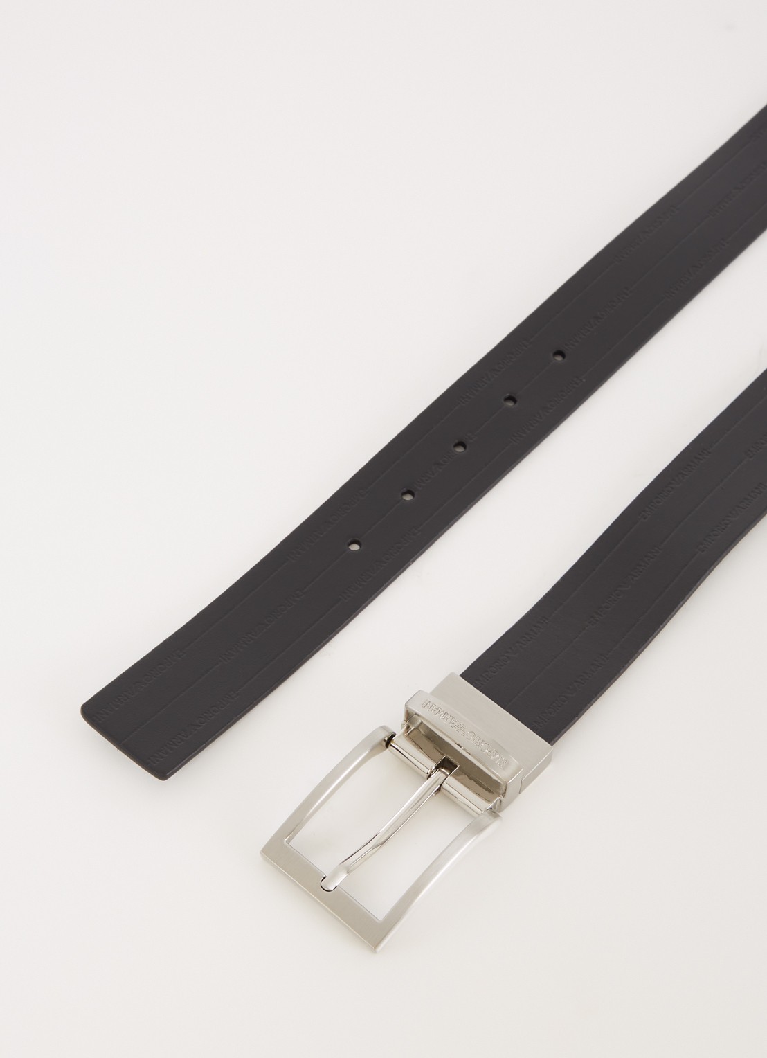Armani Reversible riem van leer - detail zwart