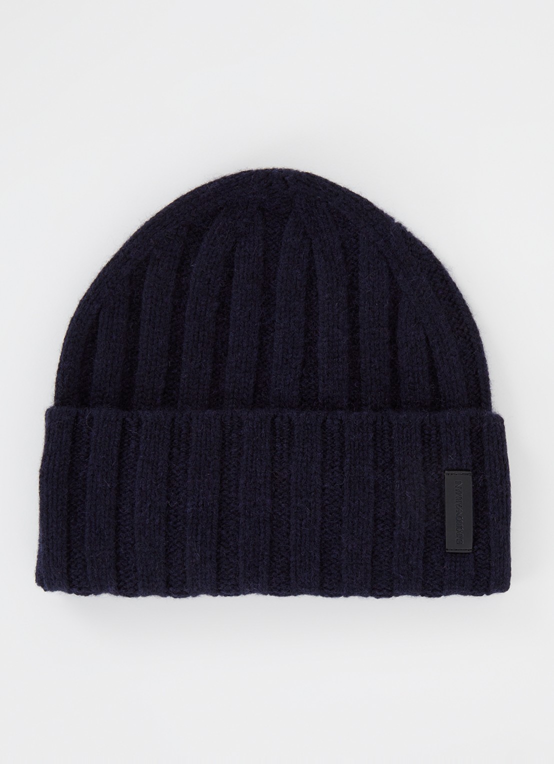 Armani Ribgebreide muts van kasjmier - voorkant donkerblauw