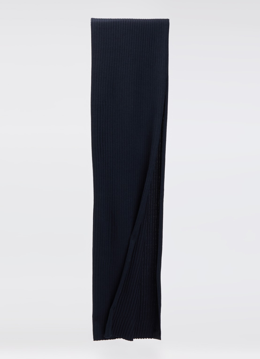 Armani Ribgebreide sjaal in wolblend 200 x 30 cm - voorkant 3 donkerblauw