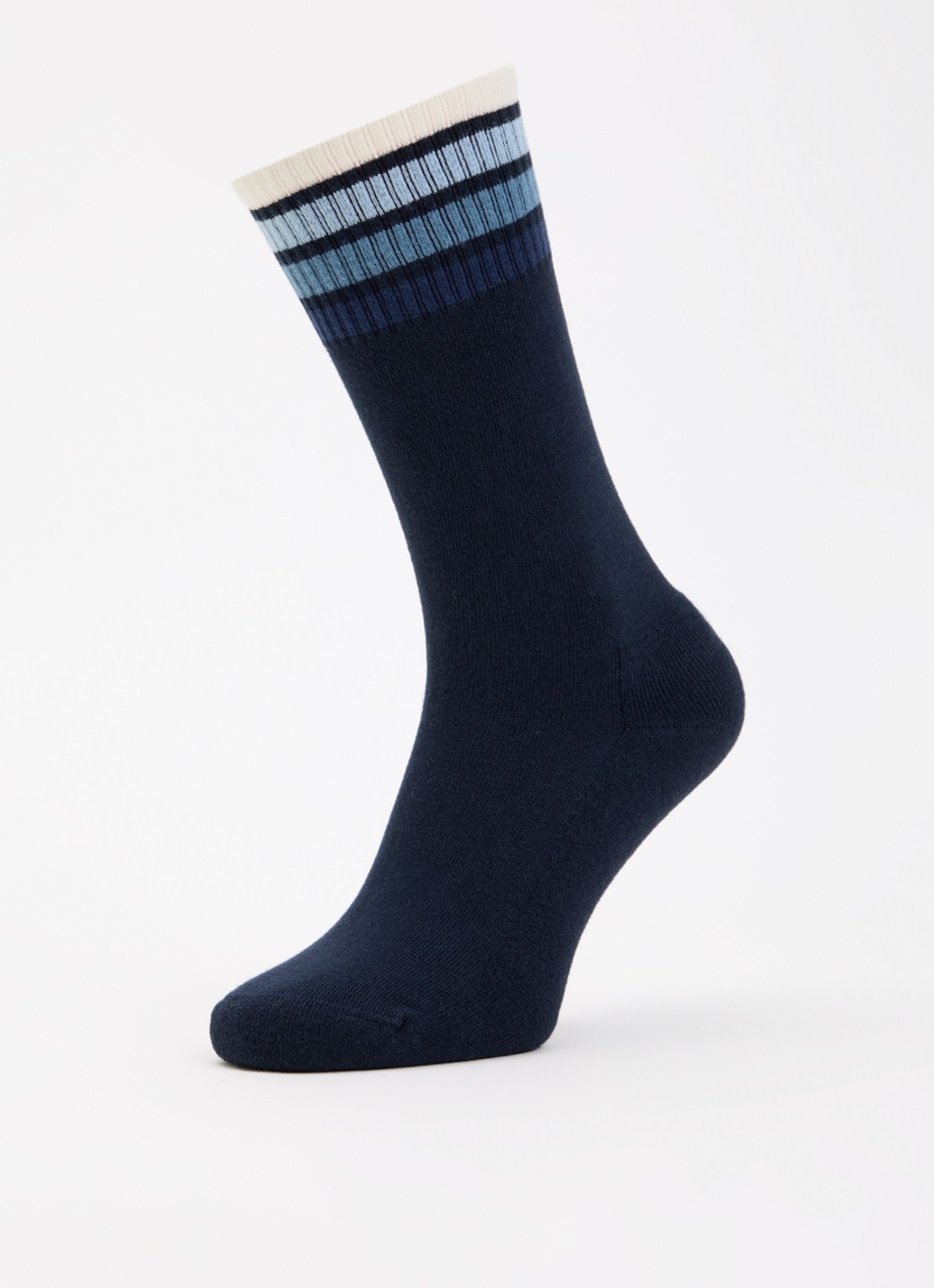 Armani Ribgebreide sokken in katoenblend - detail donkerblauw