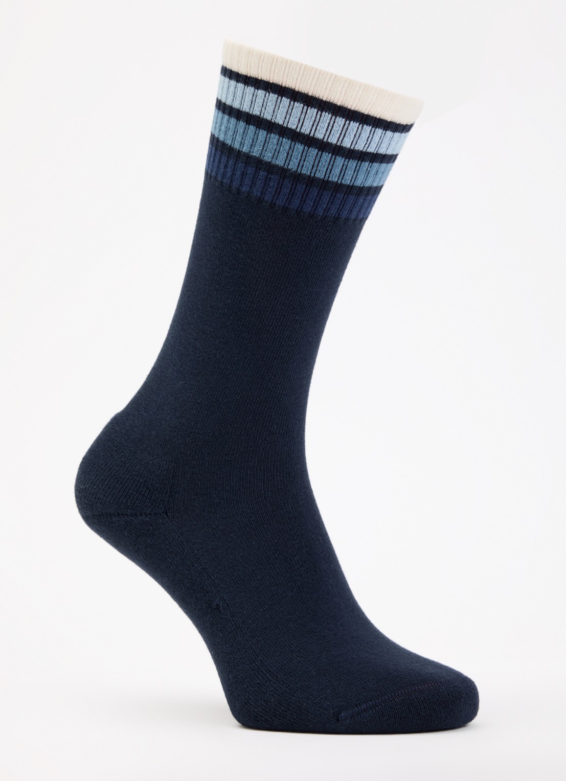 Armani Ribgebreide sokken in katoenblend - voorkant 2 donkerblauw