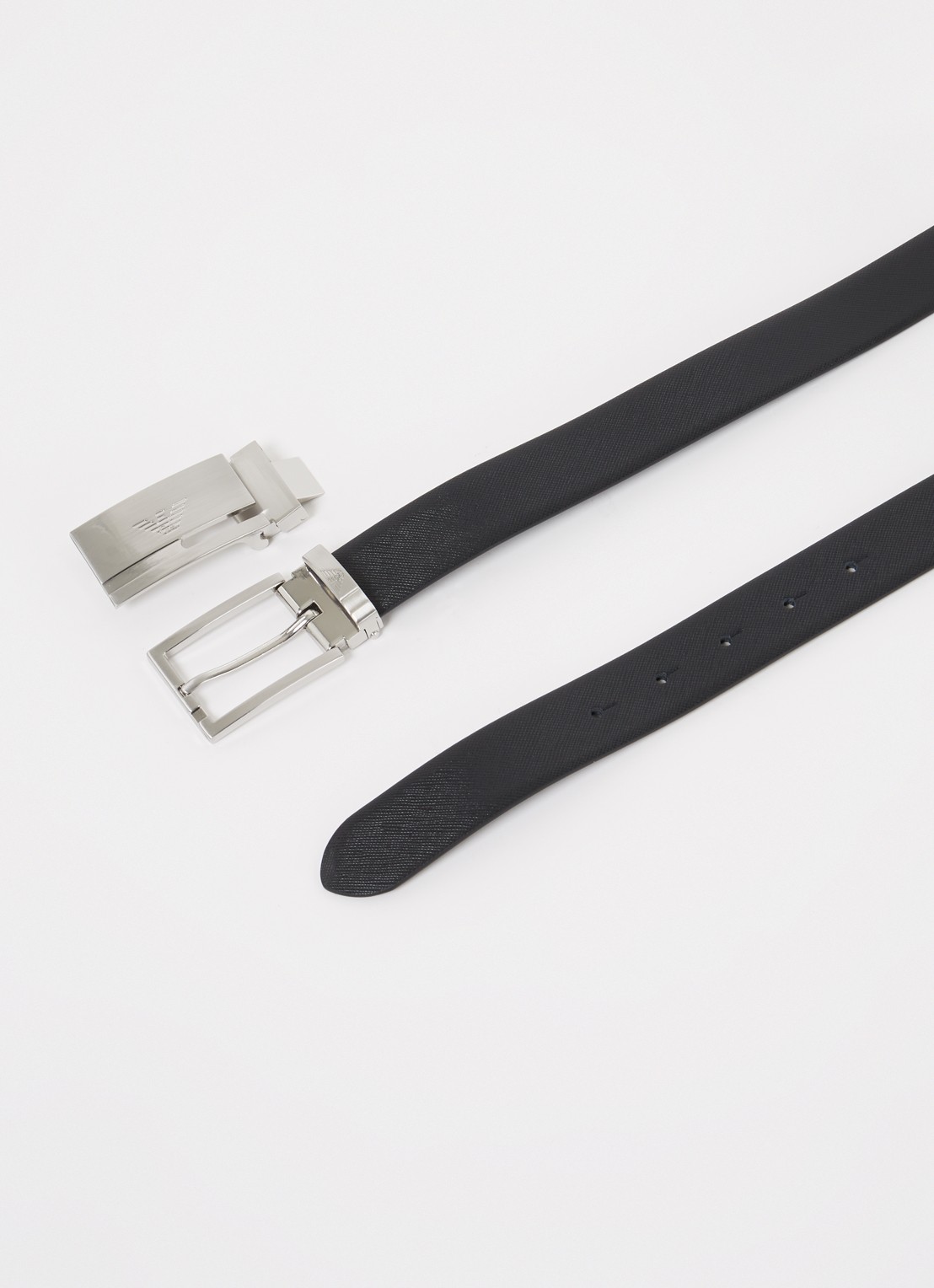 Armani Riem van leer in giftbox  - detail zwart
