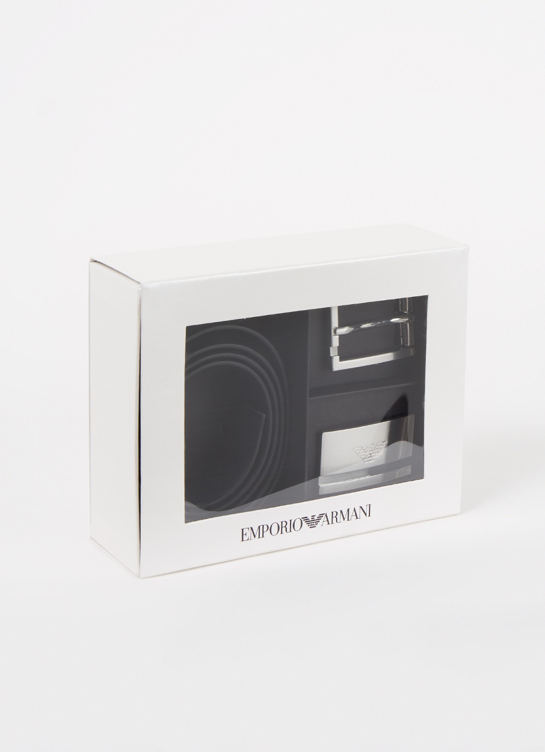 Armani Riem van leer in giftbox  - detail 2 zwart