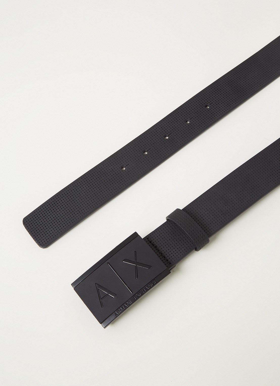 Armani Riem van leer met logo - detail 2 zwart