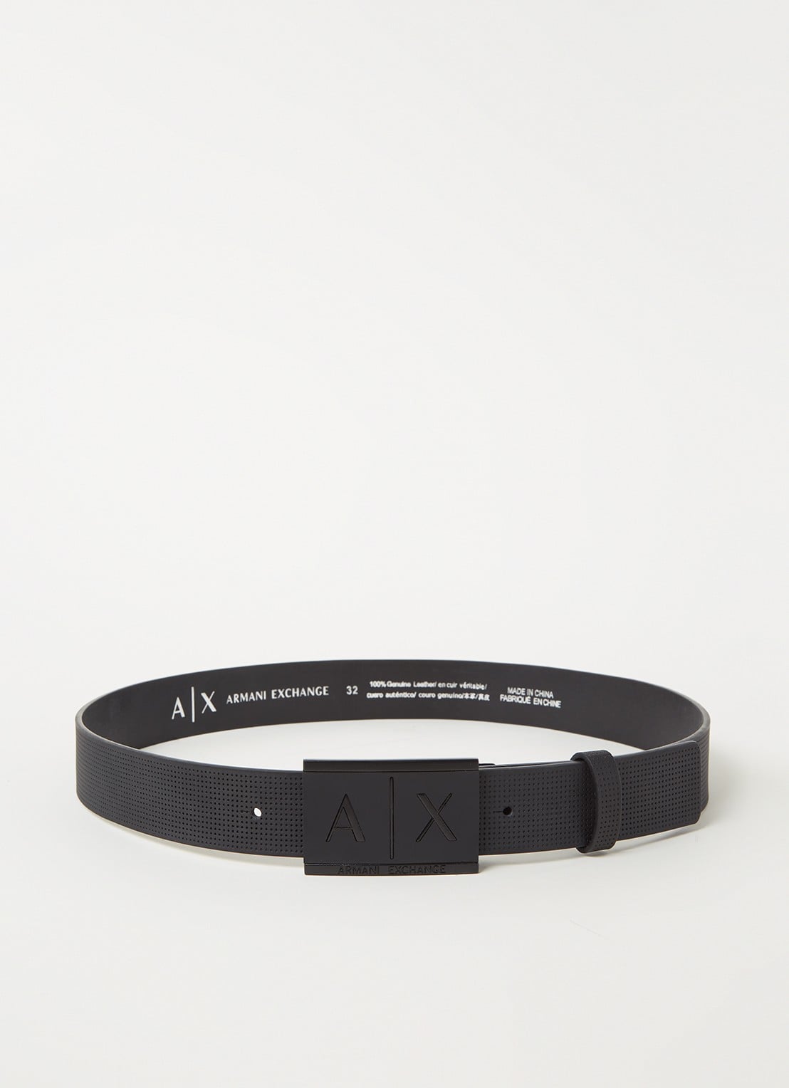 Armani Riem van leer met logo - voorkant zwart