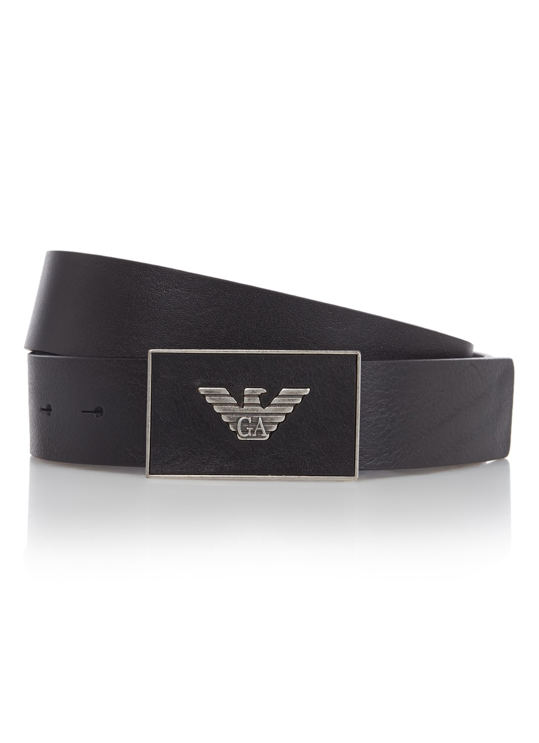 Armani Riem van leer met logo - voorkant zwart