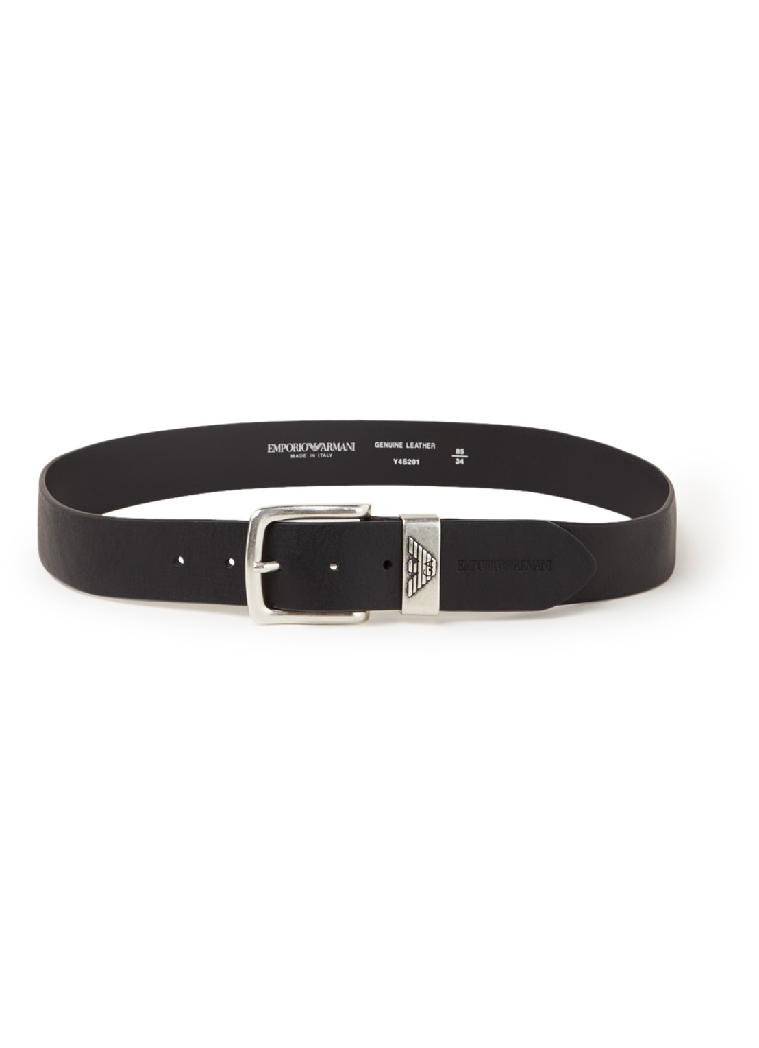Armani Riem van leer met logo - voorkant zwart