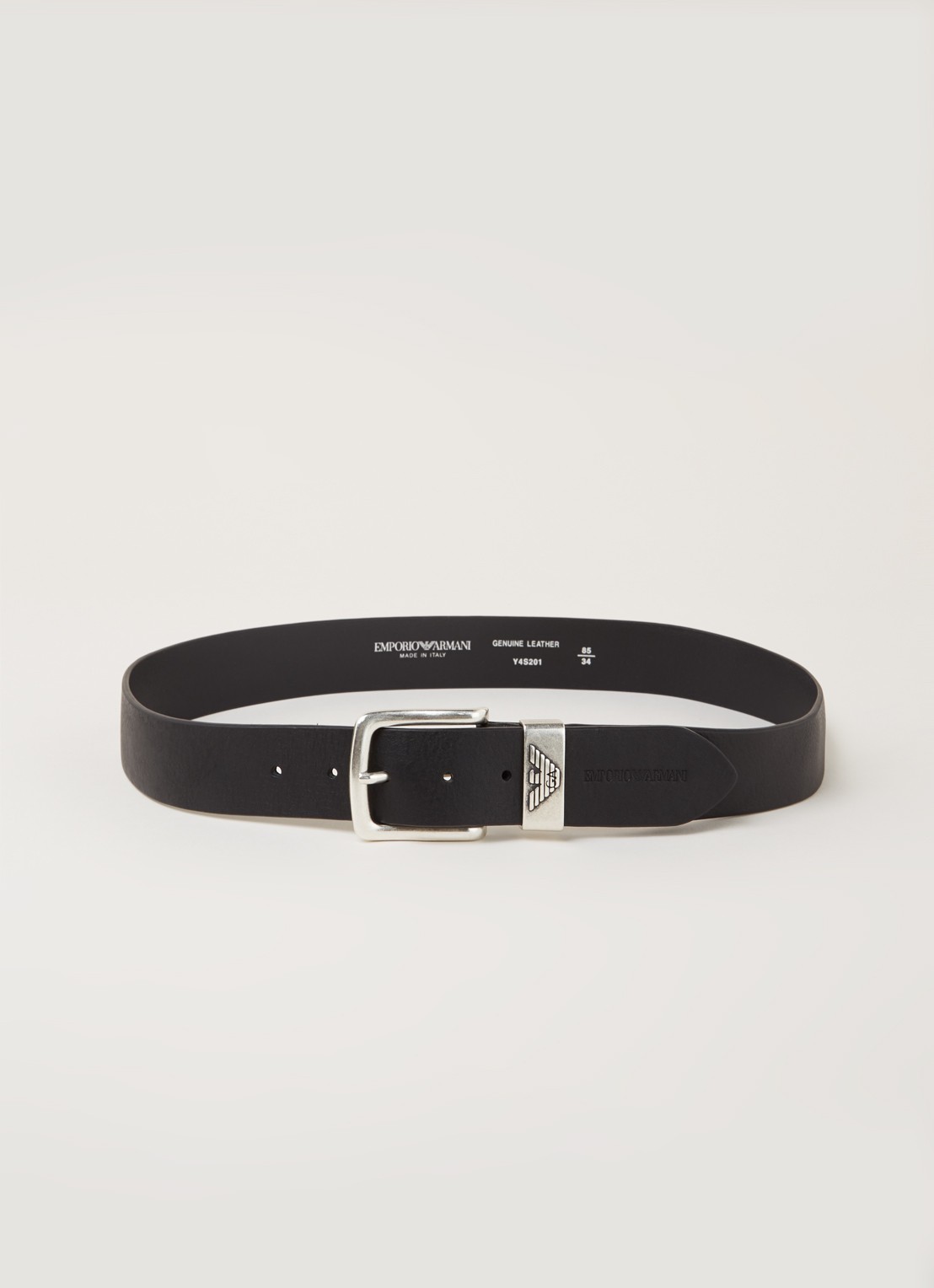 Armani Riem van leer met logo - voorkant 2 zwart