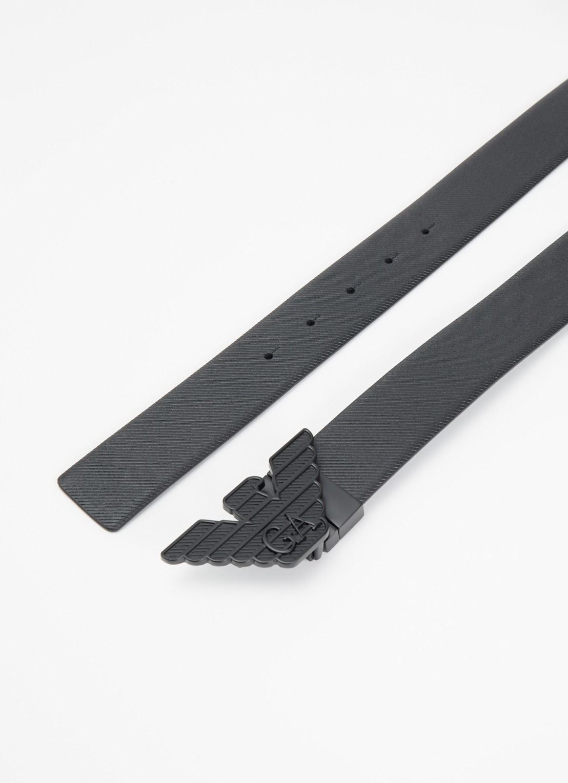 Armani Riem van leer met logo - detail zwart