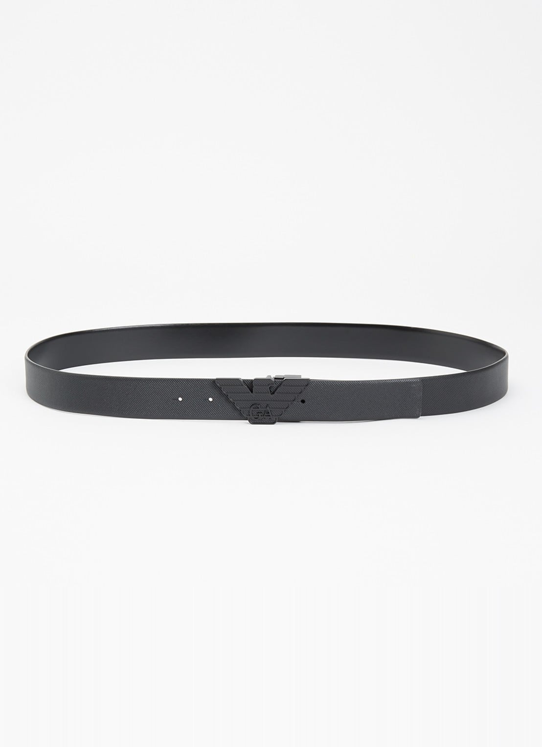 Armani Riem van leer met logo - voorkant 2 zwart