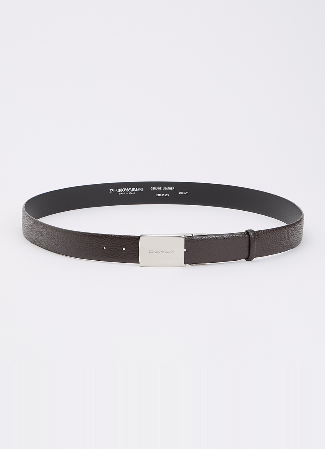 Armani Riem van leer met logo - voorkant 2 donkerbruin