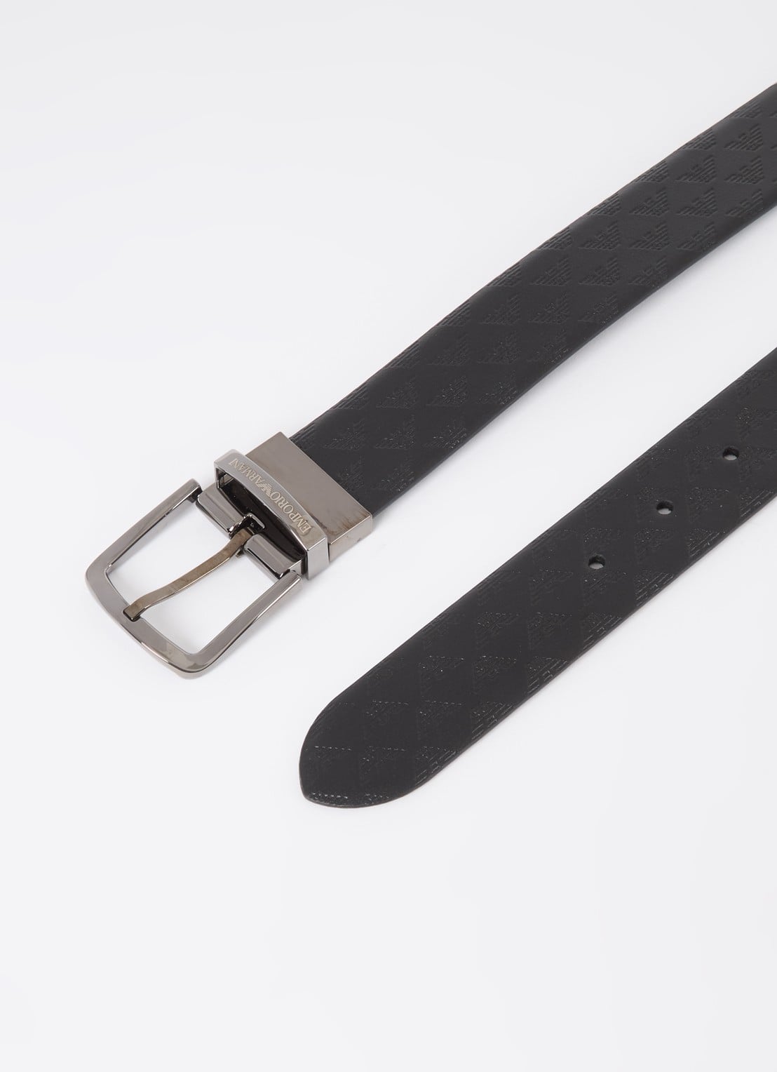 Armani Riem van leer met logoprint - detail donkerbruin