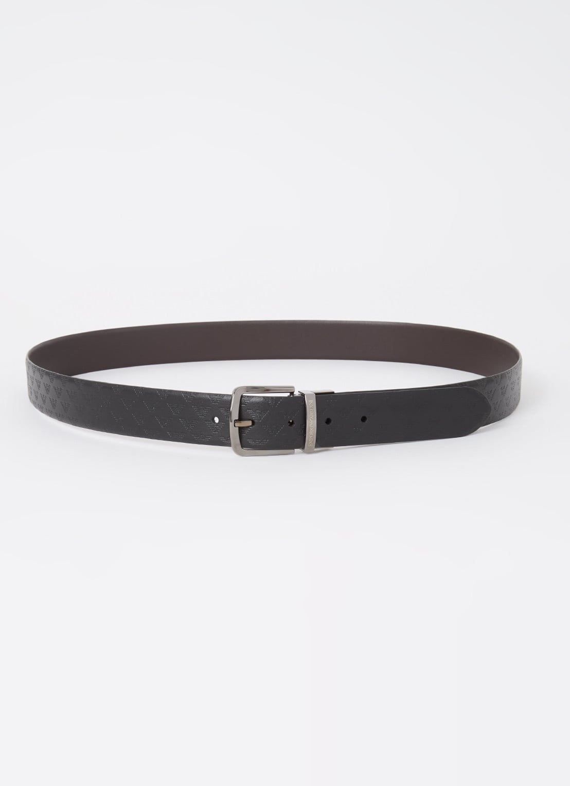 Armani Riem van leer met logoprint - voorkant 3 donkerbruin