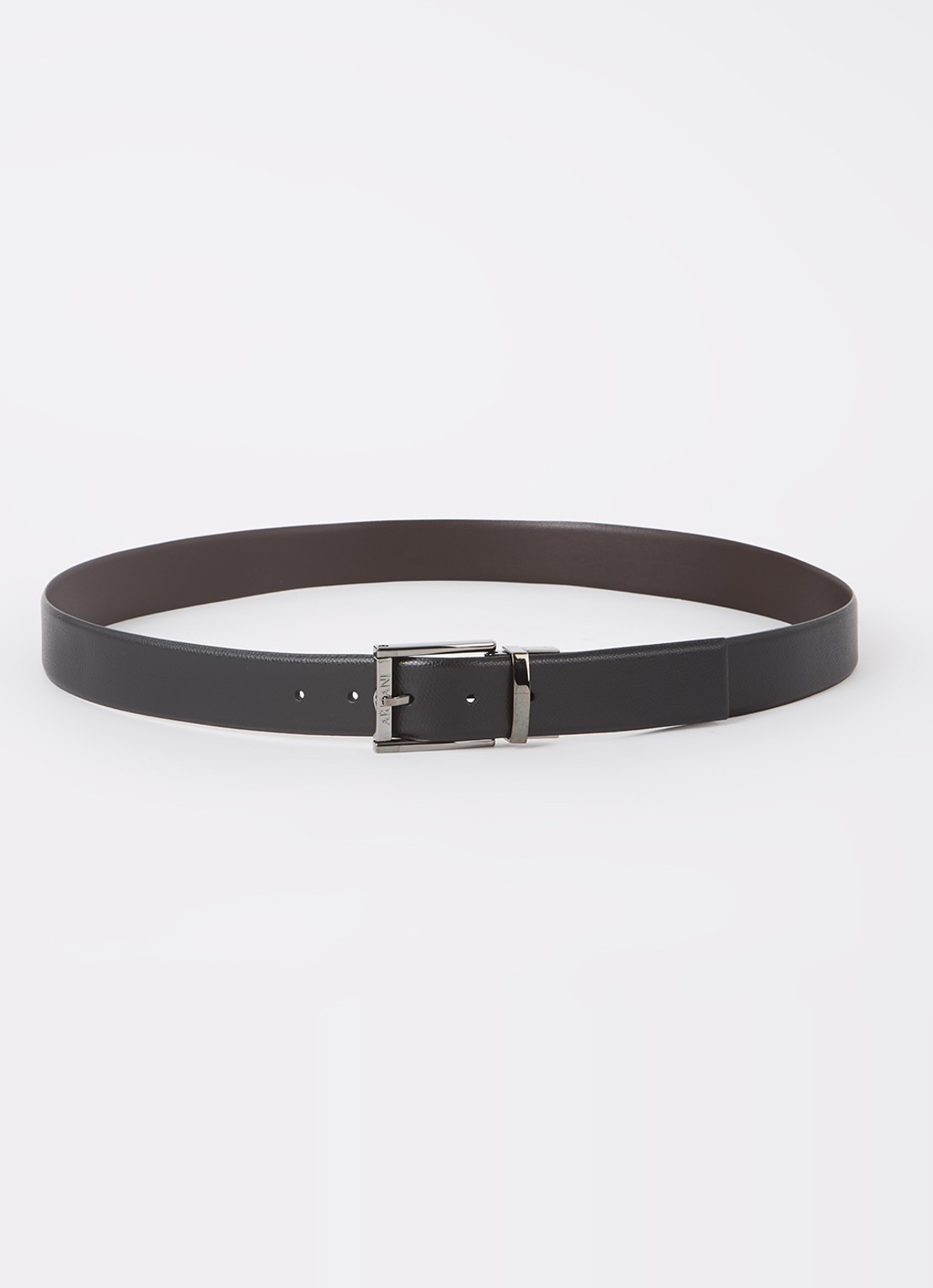 Armani Riem van leer  - voorkant 2 diepzwart