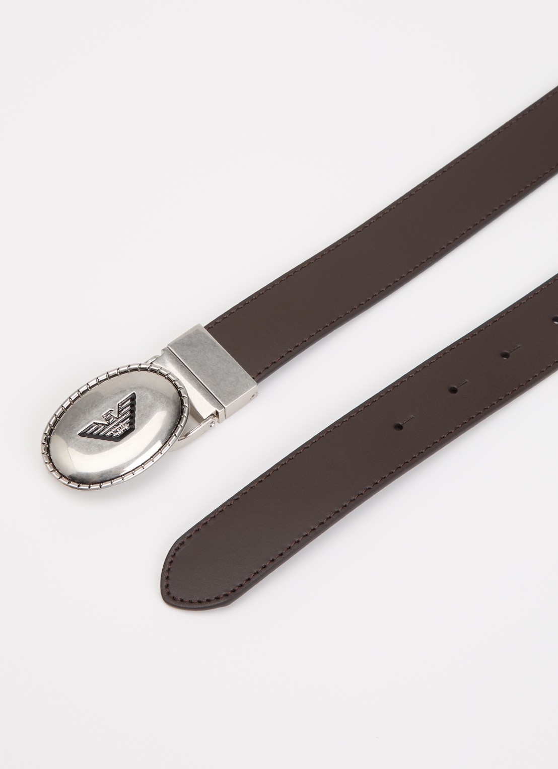 Armani Riem van leer - detail 2 donkerbruin