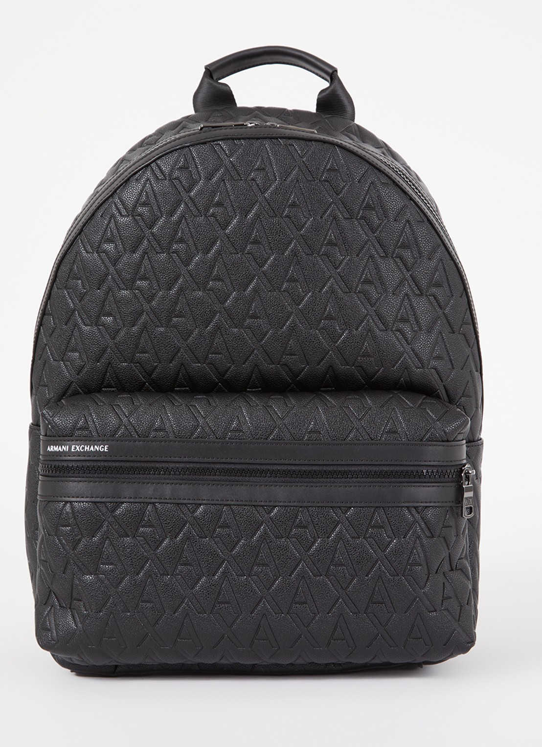 Armani Rugzak met logoprint en 13 inch laptopvak  - voorkant zwart