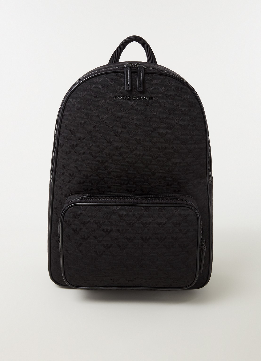 Armani Rugzak met logoprint en 13 inch laptopvak - voorkant zwart