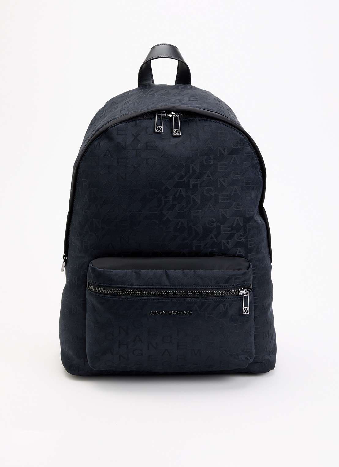 Armani Rugzak met logoprint en 15 inch laptopvak - voorkant 2 donkerblauw