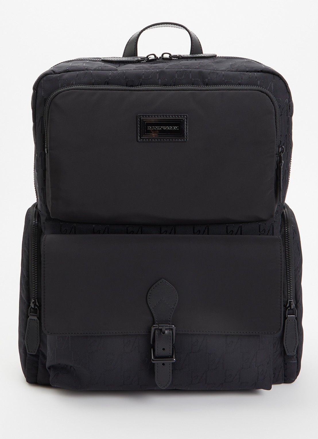 Armani Rugzak met logoprint en 15 inch laptopvak - voorkant 3 zwart