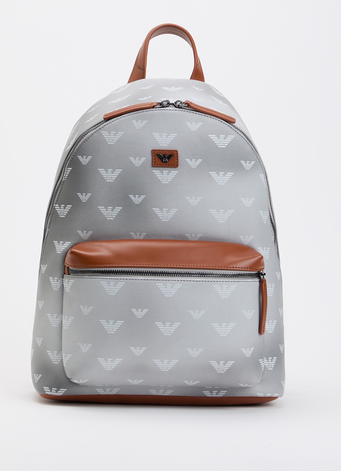 Armani Rugzak van canvas met logoprint en details van leer - voorkant 2 grijs