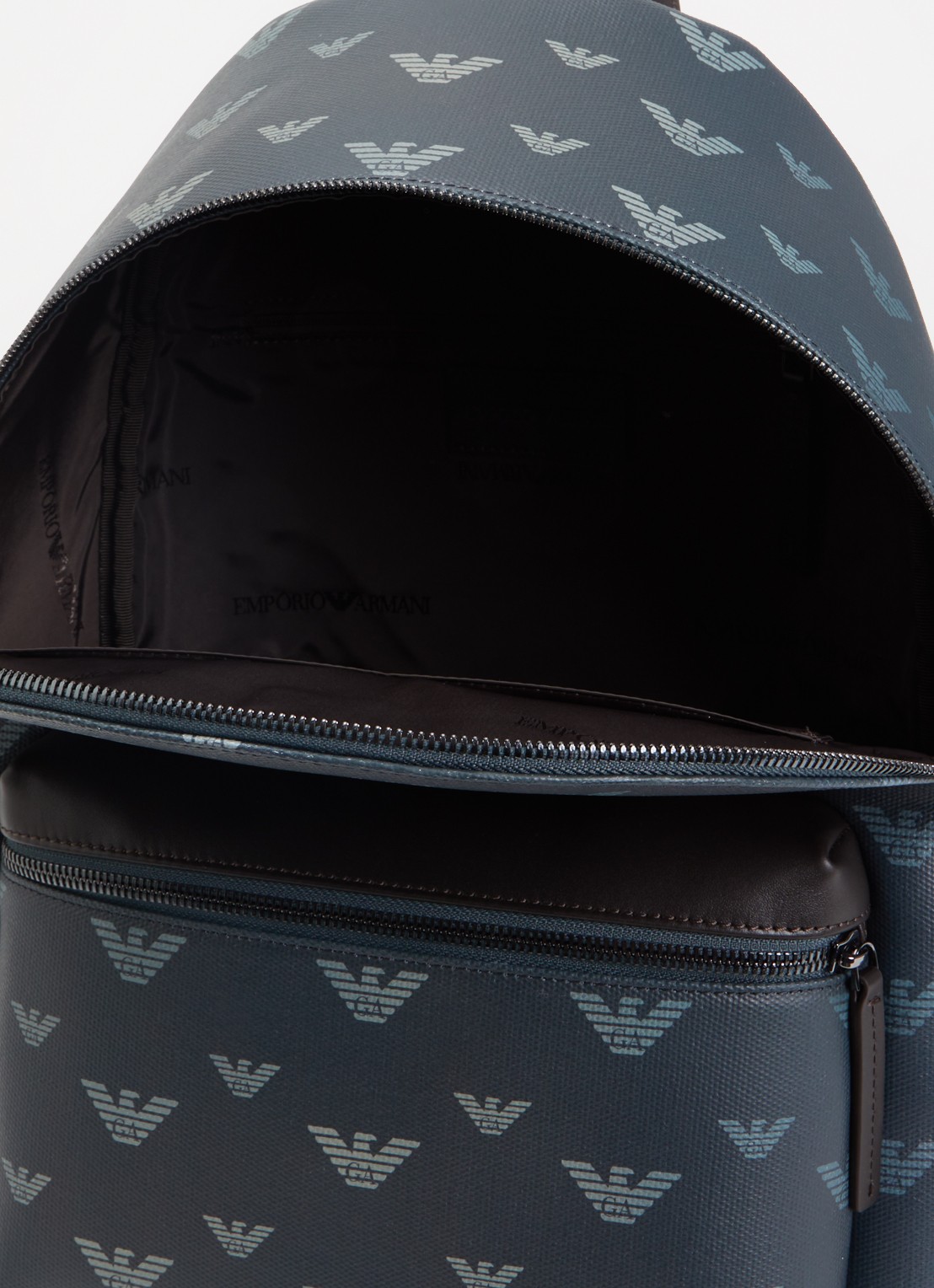Armani Rugzak van canvas met logoprint en details van leer - detail 3 blauwgrijs