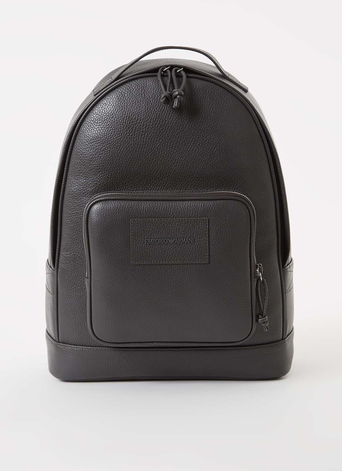 Armani Rugzak van leer met 13 inch laptopvak - voorkant grijs