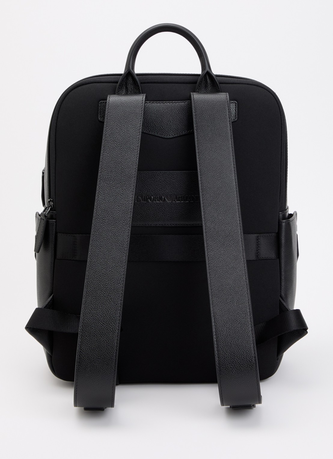 Armani Rugzak van leer met 13 inch laptopvak - achterkant zwart