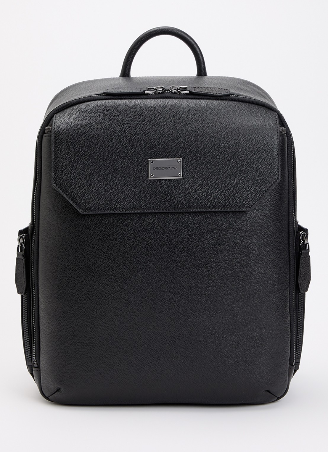 Armani Rugzak van leer met 13 inch laptopvak - voorkant 3 zwart