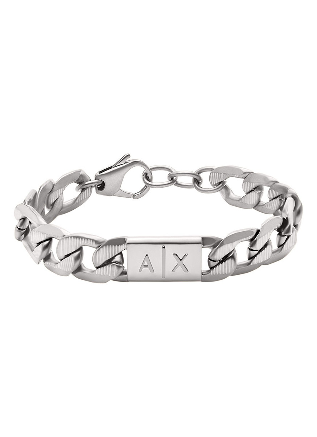 Armani Schakelarmband met logo AXG0077040 - voorkant 2 zilver
