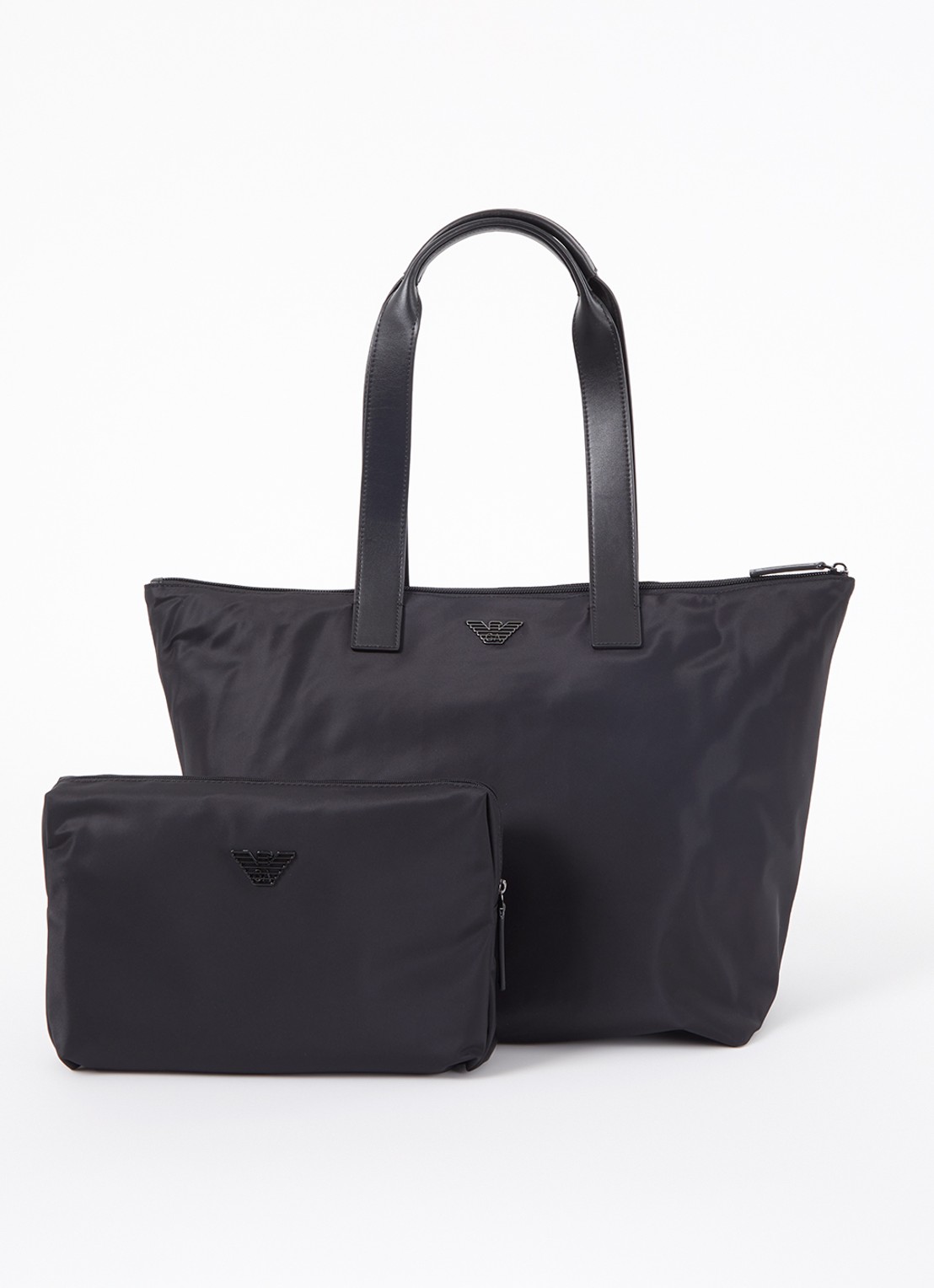 Armani Set shopper met logo en uitneembaar etui - voorkant zwart