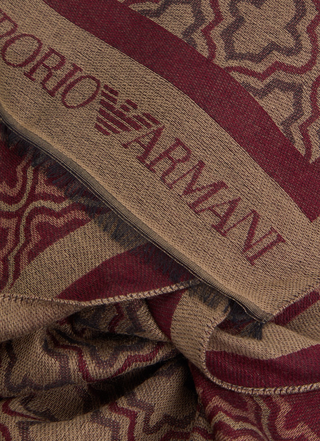 Armani Sjaal met grafische print 180 x 50 cm - detail 3 bordeauxrood