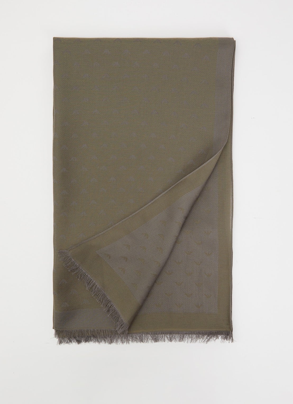 Armani Sjaal met logoprint 180 x 80 cm - voorkant 3 bronsgroen