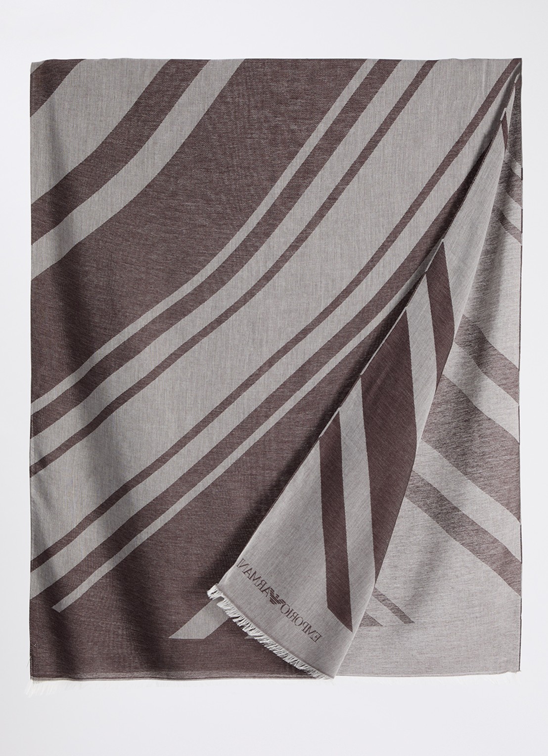 Armani Sjaal met print en logo 135 x 75 cm  - detail bruin