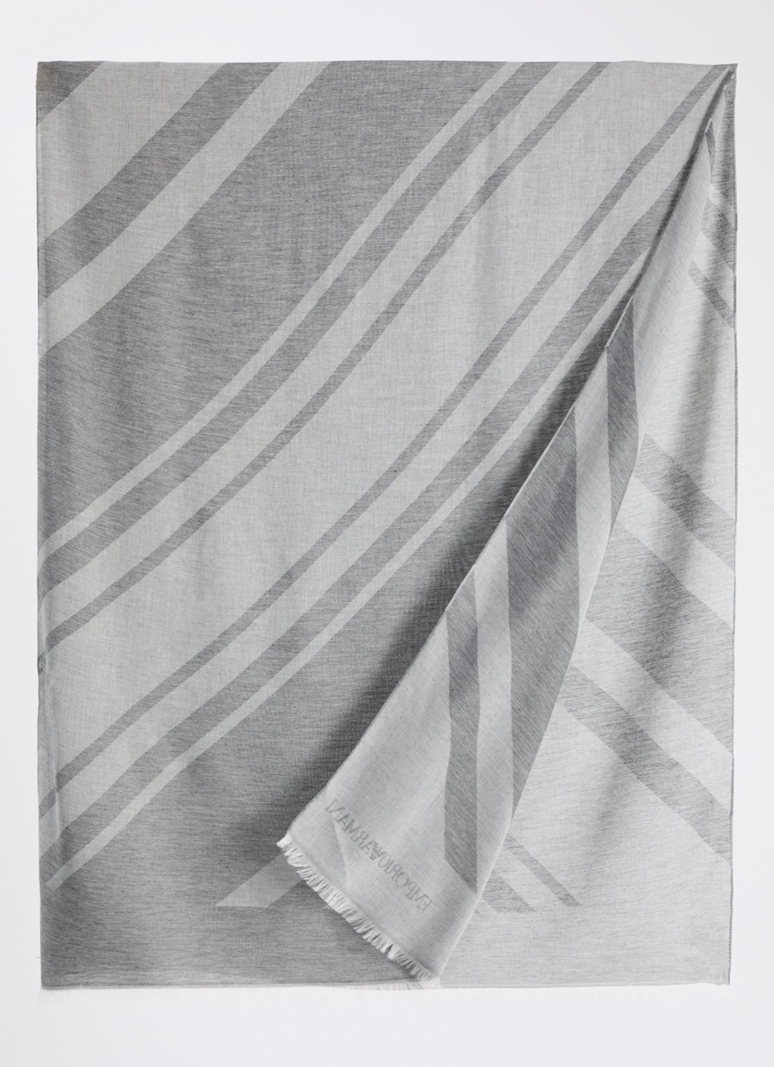 Armani Sjaal met print en logo 135 x 75 cm  - detail grijs