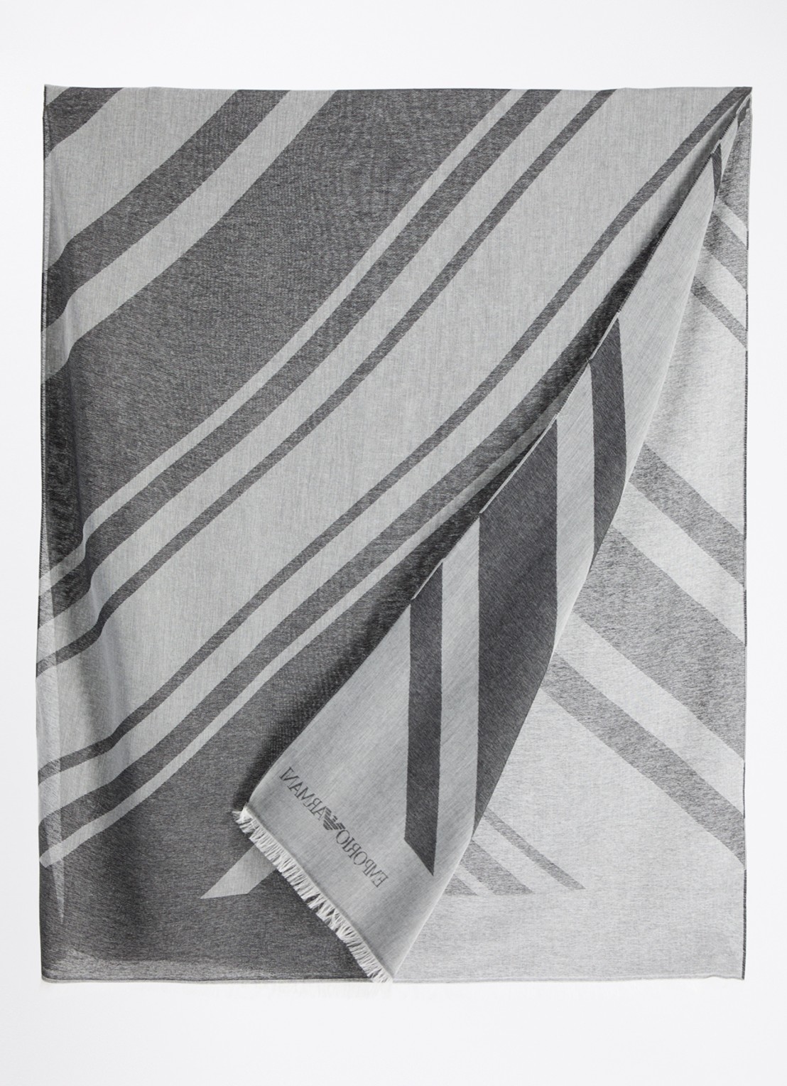 Armani Sjaal met print en logo 135 x 75 cm  - detail zwart