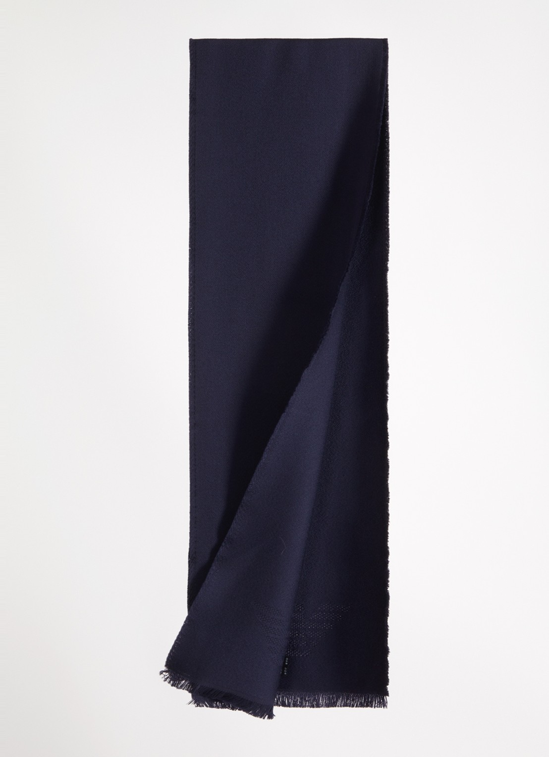 Armani Sjaal van scheerwol 180 x 26 cm - detail 2 donkerblauw