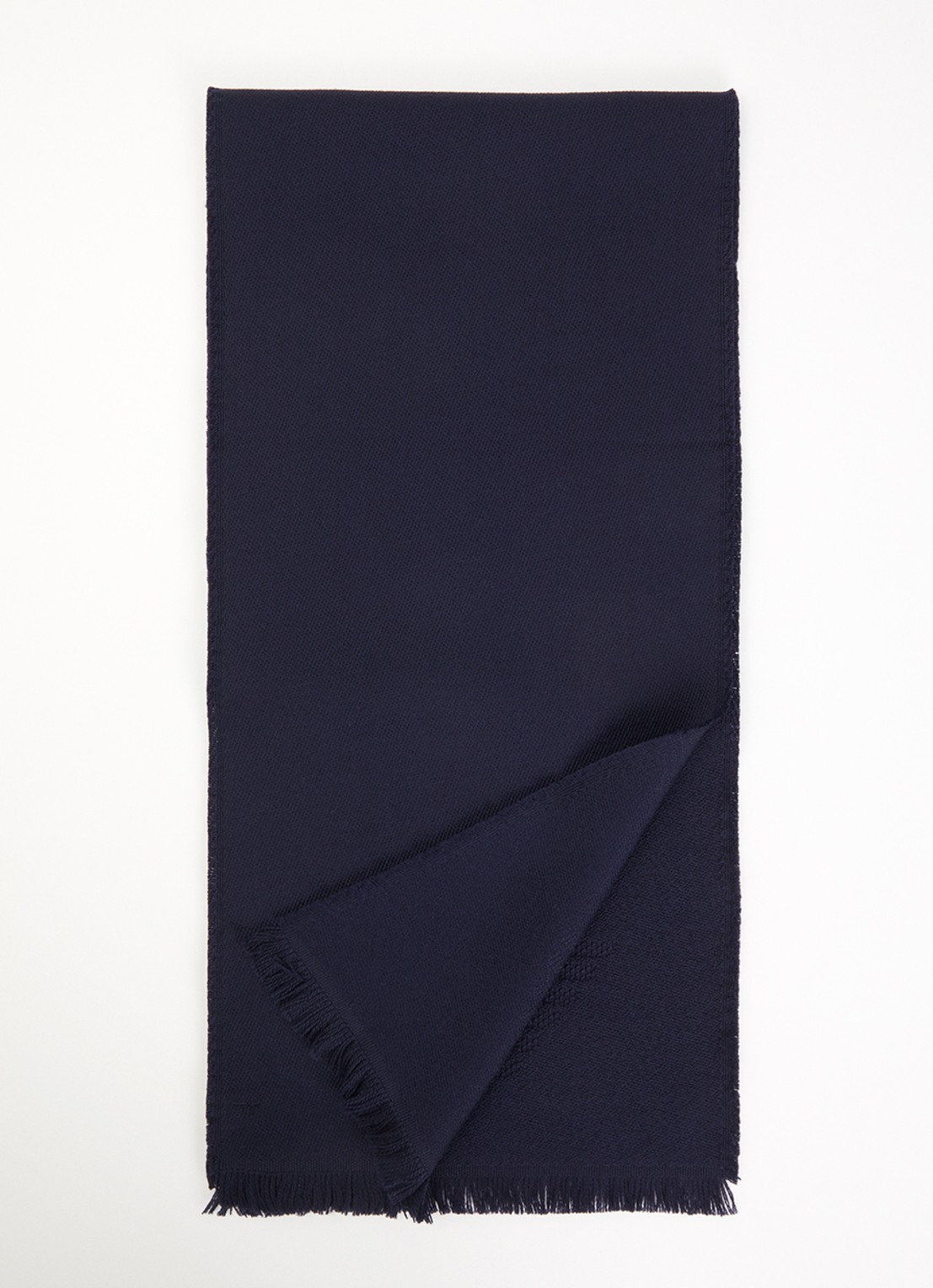 Armani Sjaal van scheerwol 180 x 26 cm - voorkant donkerblauw