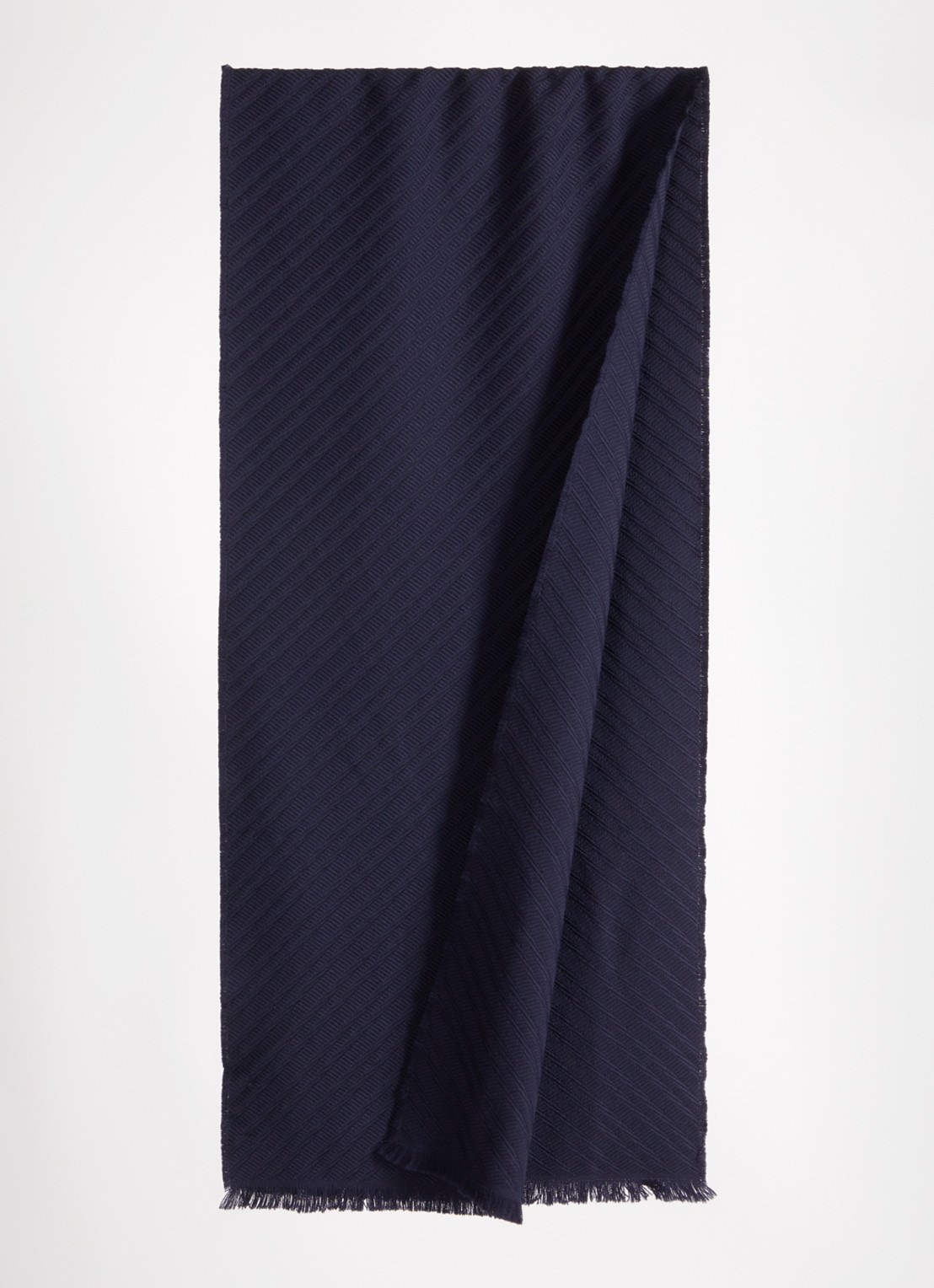 Armani Sjaal van scheerwol 180 x 39 cm - detail 2 donkerblauw