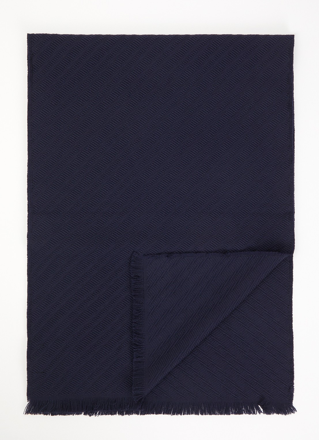 Armani Sjaal van scheerwol 180 x 39 cm - voorkant donkerblauw