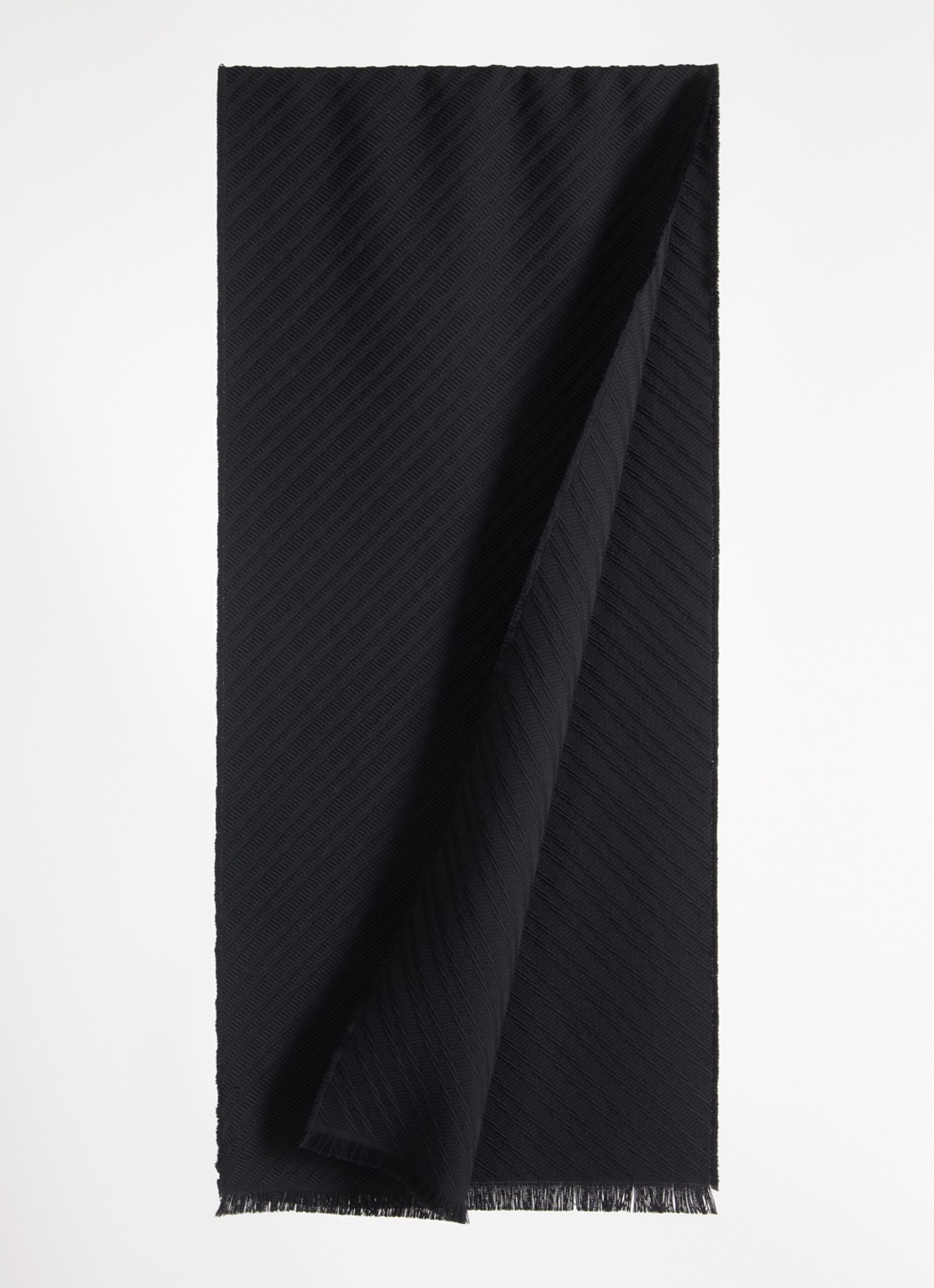Armani Sjaal van scheerwol 180 x 39 cm - detail zwart