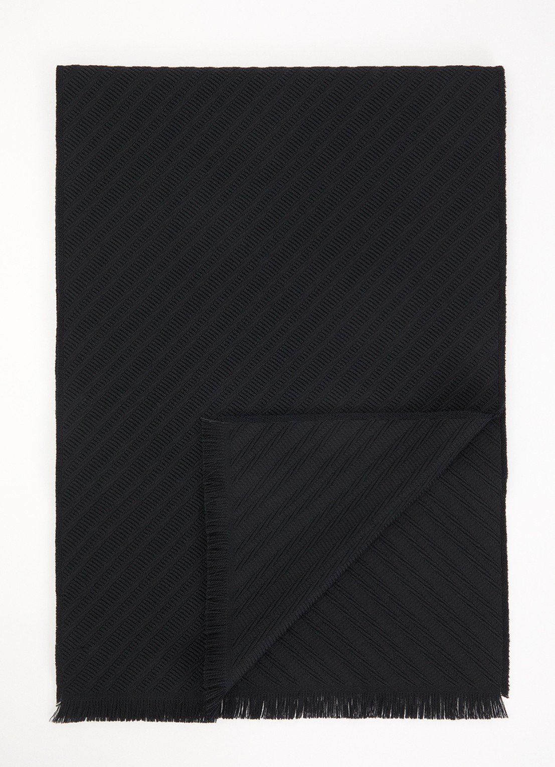 Armani Sjaal van scheerwol 180 x 39 cm - voorkant 3 zwart