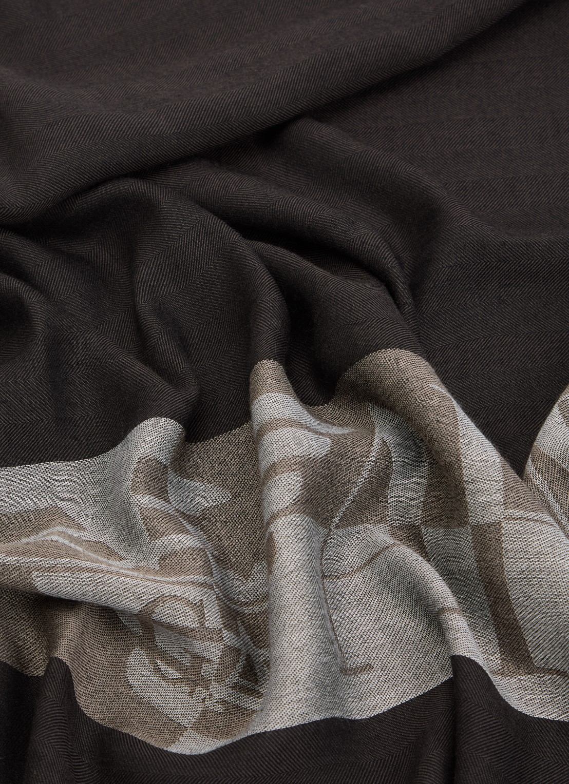 Armani Sjaal van scheerwol met logoprint 65 x 180 cm - detail 3 antraciet