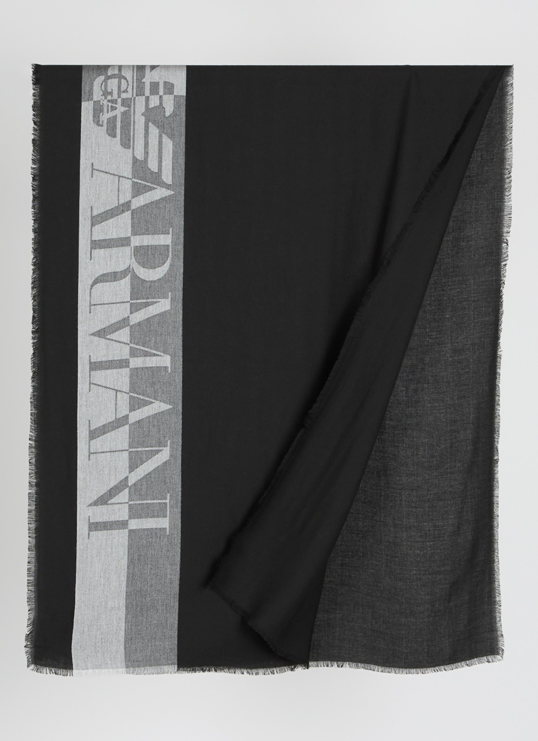 Armani Sjaal van scheerwol met logoprint 65 x 180 cm - detail zwart