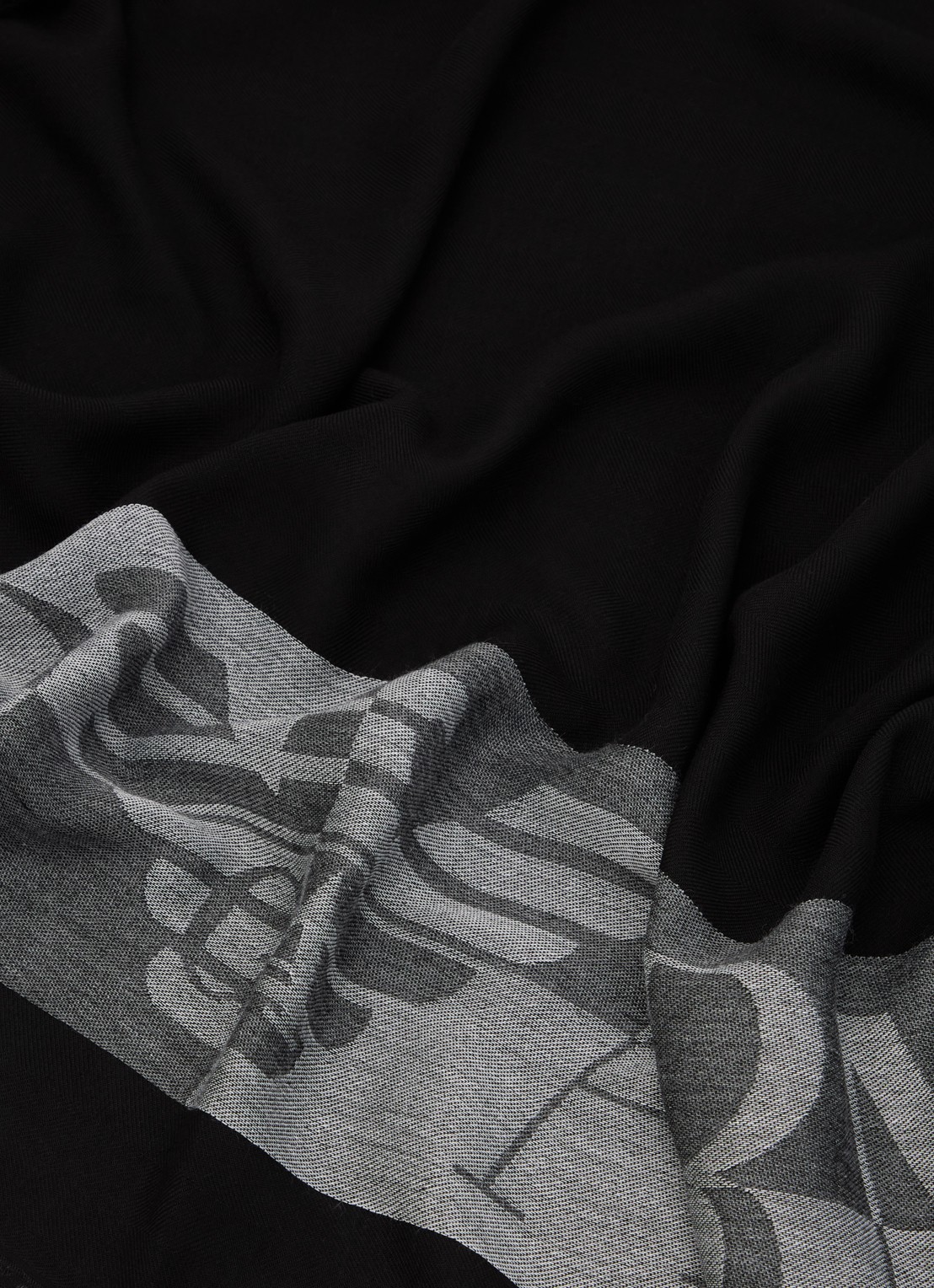 Armani Sjaal van scheerwol met logoprint 65 x 180 cm - detail 2 zwart